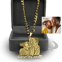 Collier personnalisé avec photo, pendentif prénom, cadeau souvenir, bijoux en acier inoxydable doré, plaque nominative