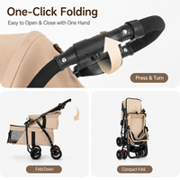 Poussette double pour animaux de compagnie, pour 2 chiens ou chats, pliable, à deux niveaux, imperméable, chariot à 4 roues, pliage à une main, maille respirante, double