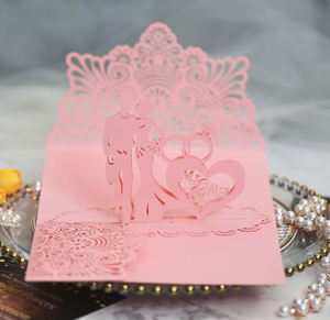 Tarjeta de felicitación láser 3D para matrimonio con sobre, tarjeta de invitación dorada hueca para boda, hermosa tarjeta de invitación - Product Image 2