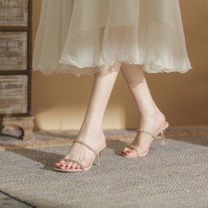 Chaussures de mariage pour femmes à talon aiguille, avec bride cheville fermée, en cuir véritable, semelle extérieure en caoutchouc antidérapante et imperméable - Product Image 2