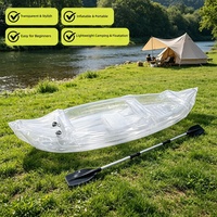Bateau gonflable en PEHD pour 2 personnes, kayak pliable, bateau de pêche, radeau d'assaut épaissi, annexe transparente en caoutchouc pour activités aquatiques en extérieur