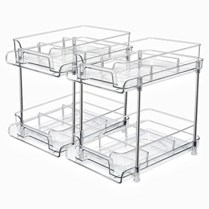 Organisateurs transparents à 2 niveaux avec séparateurs Organisateur d'<span class=keywords><strong>armoire</strong></span> à pharmacie Séparateur mobile - Product Image 4