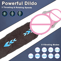 Schwarzer Teleskopischer Realistischer Dildo Vibrator mit Fernbedienung, Stoßfunktion, Heizung, Silikon, Starke Vibration, Erwachsenen-Sexspielzeug für Frauen
