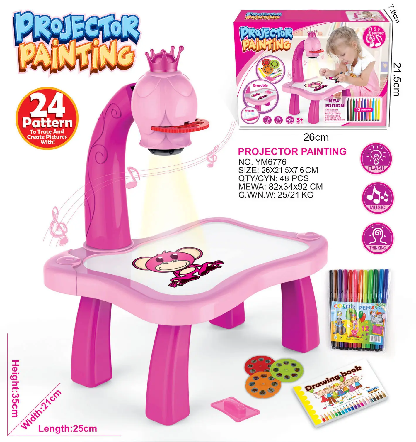 Vente chaude Led Projecteur Art Dessin Table Jouets Enfants Peinture Conseil Bureau Arts Et Artisanat Projection Éducatif Apprentissage Jouet