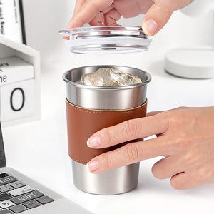 แก้วกาแฟสแตนเลสพกพา DF350 ขนาด 350 มล. พร้อมปลอกหนัง ป้องกันความร้อน ราคาถูก ผลิตในจีน ขายส่ง - Product Image 4