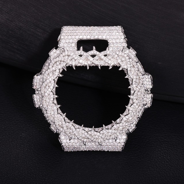 DW6900 Iced Out Thorn Design Watch Case Bezel Brass CZ Hip Hop VVS D Moissanite Diamond Buss Down Watch Accessaries