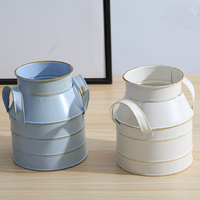 Vas Bunga Kering Gaya Pitcher Susu Vintage, Pot Bunga Gaya Pitcher Dua Pegangan, Dekorasi Bunga Buatan, Ember Bunga
