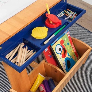 Table d'activités et de dessin en bois pour enfants, multifonctionnelle, avec compartiments de rangement, table de peinture pour tout-petits - Product Image 5