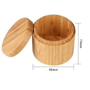 Kotak kayu bulat kenari buatan tangan alami untuk kotak bambu perhiasan teh kopi