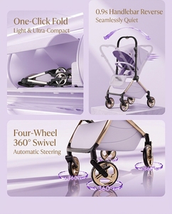 Cochecito de Bebé Convertible con Asiento Reversible, Plegable, con Ruedas Amortiguadoras y Cesta de Almacenamiento Z8 - Product Image 3