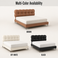 Cadre de lit rembourré moderne avec tête de lit douce et rembourrée, mobilier de chambre à coucher de luxe, lit plateforme en tissu pour la maison, l'hôtel, l'appartement