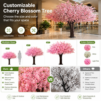 Grand arbre artificiel de cerisier personnalisable avec tronc en fibre de verre durable pour projets d'aménagement intérieur et espaces commerciaux