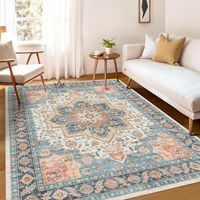 Tapis pour le salon Tapis lavable en machine, doux, à poils bas, antidérapant, tapis vintage
