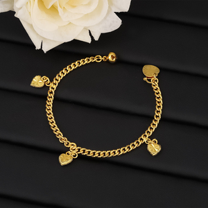 JXX Joyería al por Mayor, Pulsera Chapada en Oro de 24K para Mujer, Pulsera con Dijes de Campana, Letra y Corazón, Precio de Fábrica, Joyería al por Mayor - Product Image 2