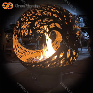 Corten Steel Outdoor Artistic Decorative <b>Fire</b> <b>Pit</b> Bowl Freestanding Warming Sphere for Patio for Firewood <b>Fire</b> <b>Pits</b> - Product Image 3