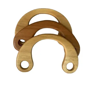 Asas pequeñas de medio anillo de madera maciza para bolsos hechos a mano, asas de bolso de mano de madera maciza para playa