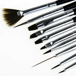 Lot de 15 pinceaux à ongles en nylon à manche noir, type éventail, pour la sculpture, la peinture florale au gel et le design de cristaux - Product Image 6