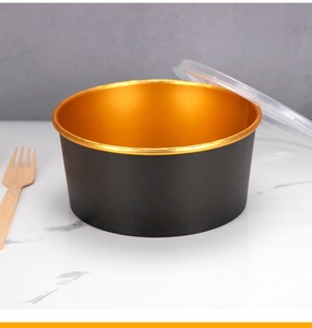 Bol en papier jetable à paroi simple avec couvercle, fond rond, en kraft, doré, pour aliments chauds/froids – Fournisseur Fabricant - Product Image 4