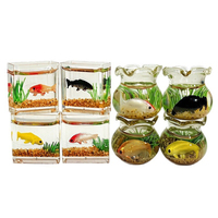 Mini aquarium en verre personnalisé, accessoire pour maison de poupée, décor de scène d'aquarium simulé avec poissons koï, modèle de micro-paysage de bureau