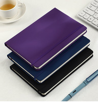 Carnet de notes personnalisé format A5, simple, pour le bureau, couverture en PU épaisse, impression lin, sangle en cuir