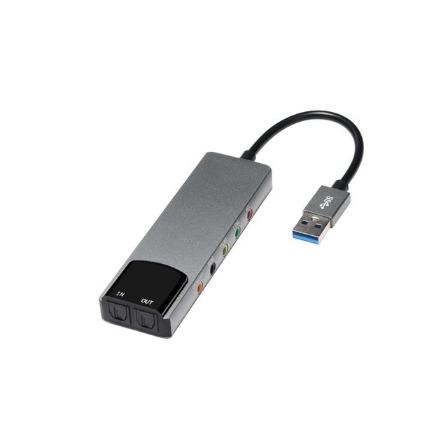 USB 5.1 Channel 6-in-1 External Sound Card for Laptop with Fiber SPDIF Easy Installation Microphone Live Broadcast & Voice Chat