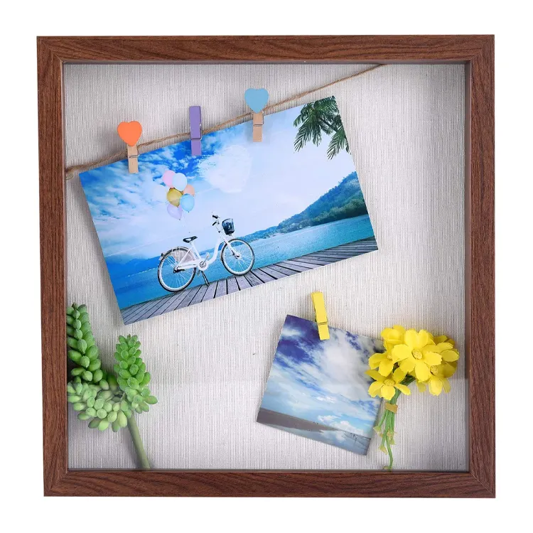 8 "x 8" Brown Display Shadow Box (2-Pack) Frame w/Linen Background und 16 Stick Pins - Ready zu Hang Shadowbox Picture Frame