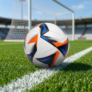 Ballon de football de qualité supérieure, blanc, orange, bleu, ballon d'entraînement taille 3, PVC durable, léger, pour entraînement en salle/extérieur - Product Image 2