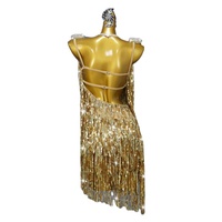 Nuevo Traje de Competición de Baile Latino 2026 007, Vestido de Lentejuelas Doradas de Alta Gama con Espalda Descubierta y Tirantes