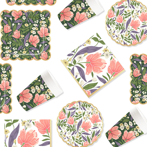 DAMAI New Customized Design Flower Theme <b>Disposable</b> Dessert Dinner Paper Plates Cups Napkin Floral Tableware Set - Product Image 4