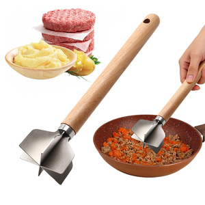 Hachoir manuel 6 lames en acier inoxydable de 11 pouces pour viande et légumes, pilon à viande hachée, presse-purée de pommes de terre, outil à hamburgers, gadgets de cuisine - Product Image 1