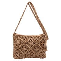 Populaire léger fait à la main coton corde élégant femmes sacs à main unique épaule glands Crochet macramé sac