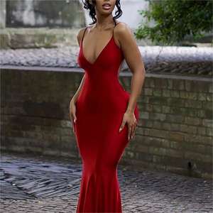 Vendita calda 2024 nuovo profondo V senza schienale raccolto su panini sottoveste abito aderente Sexy vestito da Club per feste - Product Image 2