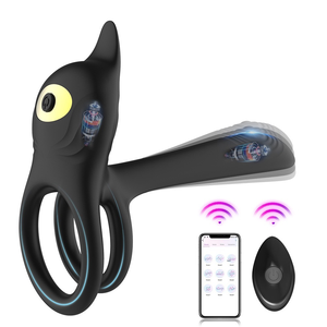 듀얼 모터 남성용 잠금 링 실리콘 10가지 진동 모드 리모컨 자위 성인용품 USB 충전식 콕링 - Product Image 1