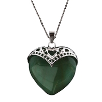 Vente en gros de pierres précieuses 32x38mm collier en forme de coeur avec chaînes de bracelets en perles bijoux cadeaux unisexes tendance