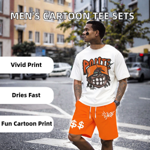 Conjuntos de Camisetas de Verano de Poliéster para Hombre con Estampado Gráfico de Dibujos Animados, de Secado Rápido, Venta al por Mayor, Estampados de Moda, a Granel, de Bajo Costo para Revendedores - Product Image 2