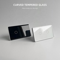 Nouvel interrupteur tactile en verre incurvé, norme américaine, pour éclairage intelligent Wi-Fi 10A 2 gangs, cadre métallique haut de gamme