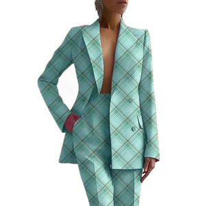 Hot Selling Fashion Casual Career Double Breasted Long Sleeve Button Breathable Anti-Wrinkle Women's Suit <b>Set</b> with Long Pants - Product Image 6