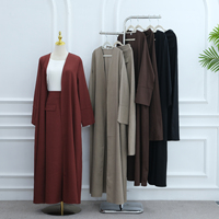Abaya Femme 2026 Loriya Vêtements Islamiques Nylon Spandex Abaya Ouverte et Jupe Ensemble 2 Pièces Abaya Robes pour Femmes pour l'Aïd Ramadan