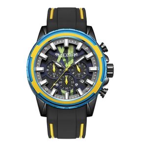 Reloj Cronógrafo para Hombre con Bisel de Engranajes, Tres Subesferas, Ventana de Fecha de 24 <span class=keywords><strong>Horas</strong></span>, Correa de Silicona - Product Image 2