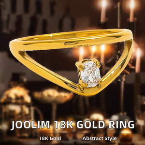 Anillo de Eternidad de Acero Inoxidable de Alta Gama con 3 Circonitas, Bañado en Oro de 18K, Diseño Abstracto Irregular con Engaste de Bisel, Regalo de Moda - Product Image 2