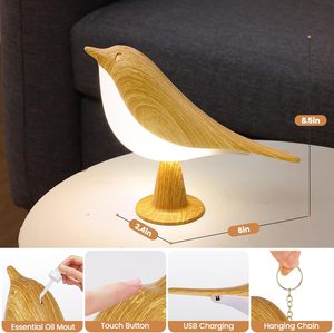 Creative Bird <b>LED</b> Night <b>Light</b> <b>USB</b> Rechargeable Touch Dimming Lamp with 3 Color Temperature - Product Image 3