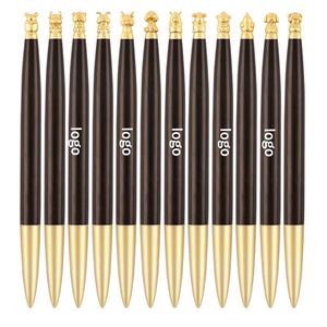 Stylo signature en laiton et bambou avec bille en gel en bois de santal, forme zodiacale, pour usage professionnel, bureau, personnel, impression de logo personnalisée - Product Image 1