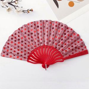 Abanico Plegable de 7 Pulgadas con Lámina Dorada, Fácil de Abrir y Cerrar, Bambú Pintado con Diseño Hanfu, Regalo para Año Nuevo, Halloween, Estilo Femenino - Product Image 5