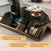 Table basse rectangulaire en verre trempé, table à thé, table d'appoint pour salon, Meja Kopi