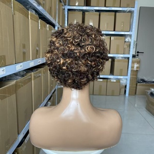 Perruque courte bouclée 12A avec <span class=keywords><strong>bandeau</strong></span>, <span class=keywords><strong>cheveux</strong></span> vierges brésiliens, sans colle, fournisseur de perruques courtes bouclées en <span class=keywords><strong>cheveux</strong></span> humains - Product Image 5