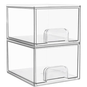 透明小型アクリル長方形服オーガナイザースタッカブル引き出しホーム整理バスルーム防水ポータブル (<span class=keywords><strong>2</strong></span>ピース) - Product Image 1