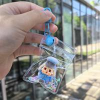 Porte-clés en peluche Père Noël floqué, mini jouet de dessin animé, pendentif sac en PVC transparent DIY Kawaii avec clochette et paillettes