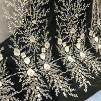 Tissu brodé de perles, de cristaux et de paillettes, brodé à la machine, 100% polyester, tissu brocart