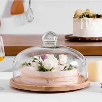 Cake Cover Round Dome Plate Cover Food Wooden Cake Stand With Cover