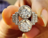 Anillo de Compromiso de Circonia Cúbica, Estilo Art Deco Vintage, con Acento de Color Zafiro, Plata de Ley 925, Joyería Personalizada
